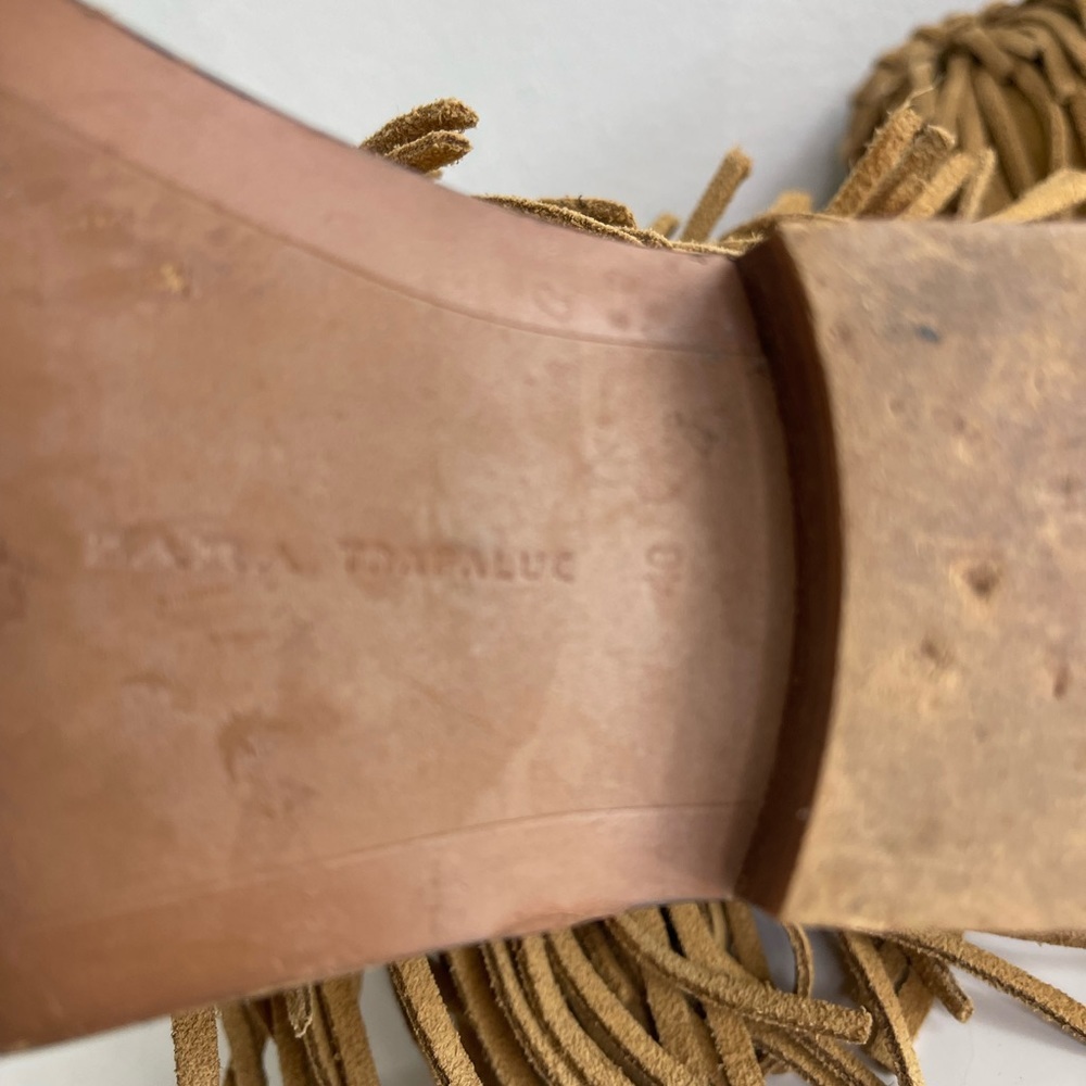 Zara Suede Finge Boho Wedge Ankle Boots 9 - Picture 6 of 9